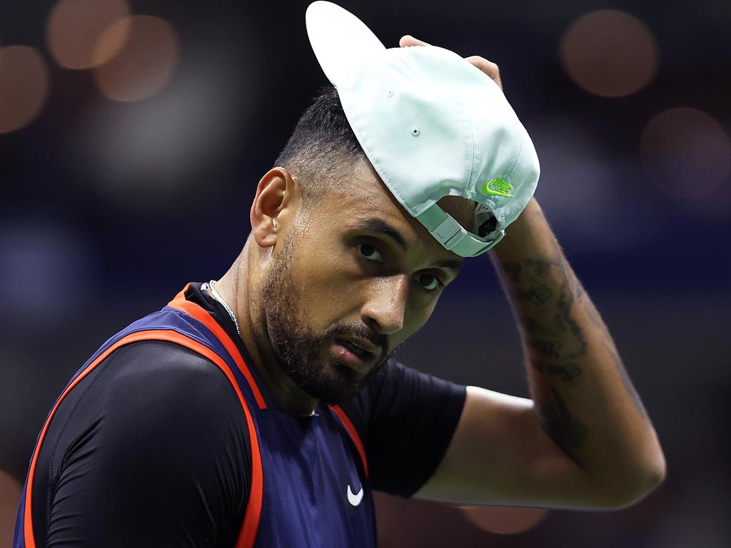 Tennis star Nick Kyrgios was in Tokyo playing in the Japan Open as his matter was heard in court on Tuesday. Picture: Julian Finney/Getty Images/AFP