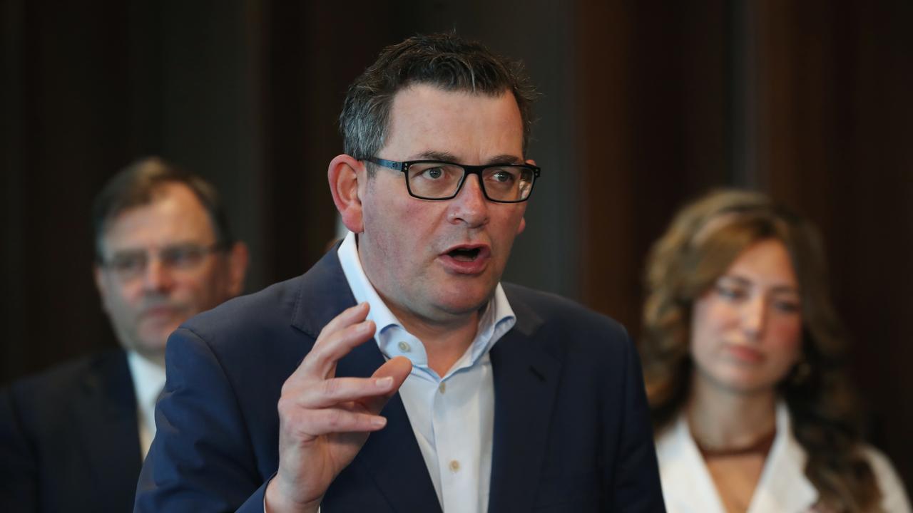 The Victorian Premier, Daniel Andrews makes an announcement at the Peter MacCallum Cancer Centre in Melbourne. Picture: NCA NewsWire/ David Crosling